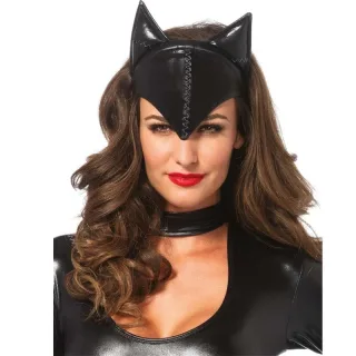 Maske Katzenohren mit Stirnteil Schwarz