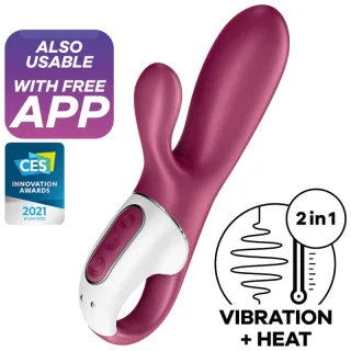 Vibrator Hot Bunny Rabbit mit Wärme und App Weinrot