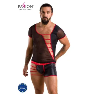 Dessous-Set Mark Passion Men Shirt und Shorts Schwarz/Rot L/XL
