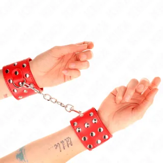 Fetisch-Toy KINK Handfesseln mit zwölf Druckknöpfen Rot 24 cm