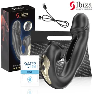 Rabbit-Vibrator Ibiza Technology Rose mit Klopfarm Schwarz