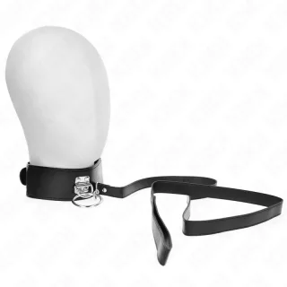 Fetisch-Toy KINK Halsband mit Lederleine und Kastenverschluss Schwarz 50 x 5 cm