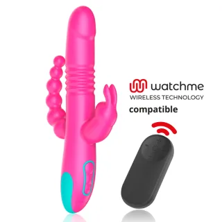 Vibrator Happy Loky Donald dreifach mit Fernbedienung Pink 24,5 x Ø 3,2 cm