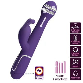 Rabbit-Vibrator Dejon 3-in-1 mit Burst-Taste Lila
