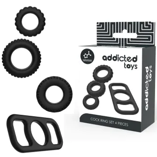 Penisring-Set 4-teilig Schwarz bis 3,6 cm