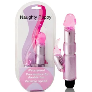 Rabbit-Vibrator Naughty Puppy mit zwei Motoren Rosa