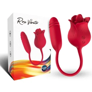 Zungenvibrator Roselip mit Stoßei Rot 39 cm