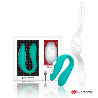 Paarvibrator Watchme Dual Türkis mit Uhr Weiß