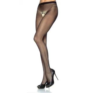 Strumpfhose transparent mit offenem Schritt Schwarz
