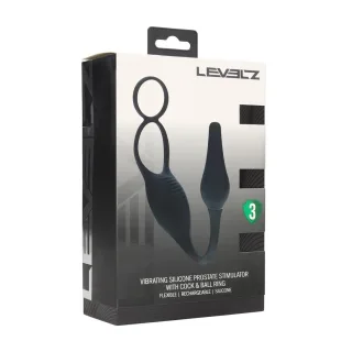 Prostata-Vibrator aus Silikon mit Hodenring Schwarz Modell 2
