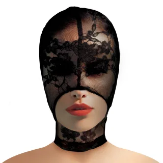 Bondage-Maske aus Spitze Schwarz 24 cm