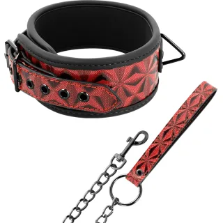 Halsband Begme Red Edition aus veganem Leder mit Leine