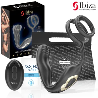 Prostatavibrator Ibiza Technology Wiggle mit Penisring und Fernbedienung Schwarz