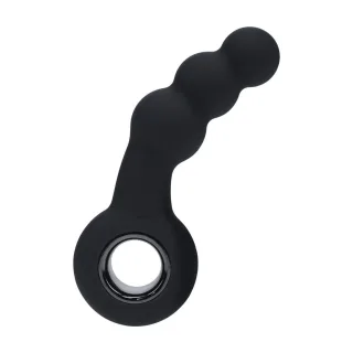 Prostata-Vibrator aus Silikon mit Perlenstruktur Schwarz