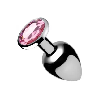 Analplug Booty Sparks mit Schmuckstein Metall Pink 7,6 cm