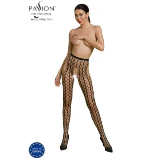 Strapsstrumpfhose Passion Woman Eco Collection mit Wellenmuster Schwarz Einheitsgröße