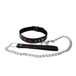 Halsband in Lederoptik mit Herzen