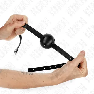 Fetisch-Toy KINK Knebel Simplicity mit Ball und Luftlöchern Schwarz 4,5 cm