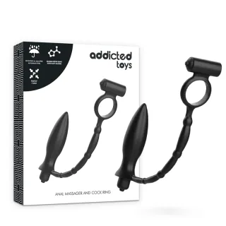 Penisring mit Vibration und Analplug Schwarz 3 cm