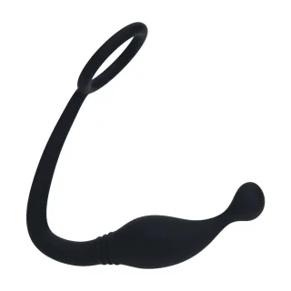 Prostata-Stimulator mit Silikonring Schwarz S
