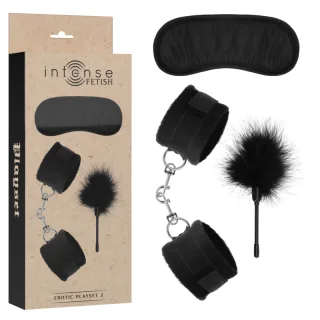 Fetisch-Set Intense Erotic Playset 2 mit Handfesseln, Federkitzler und Augenmaske