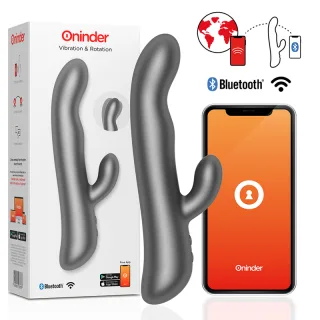 Rabbit-Vibrator Oninder Oslo mit Rotation und App Schwarz 23 x 3,5 cm