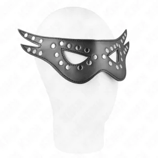 Augenmaske Kunstleder mit geschwungenen Flügeln Schwarz 13 cm