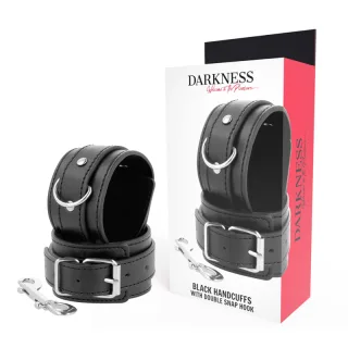 Handschellen aus Kunstleder mit doppeltem Karabiner Schwarz