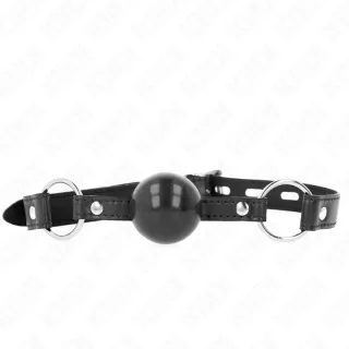 Fetisch-Toy KINK Knebel mit schwarzem TPE-Ball und zwei O-Ringen Schwarz 4 cm