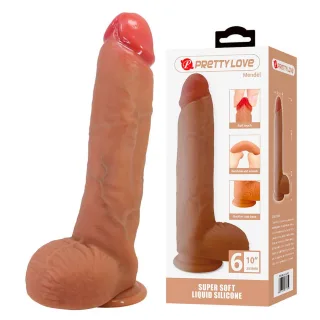 Realistischer Dildo Mendel aus Liquid Silicone Karamell 25,5 x 5,6 cm