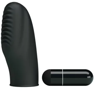 Vibrator Stanford Fingerhülle mit Querrillen und Bullet Schwarz