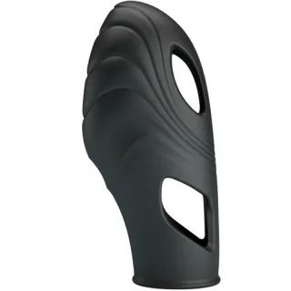 Vibrator Lich Fingerhülle mit Wellenrelief Schwarz