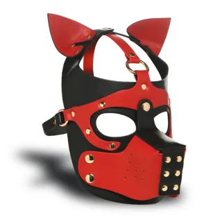 Maske Hound mit Maulkorb Schwarz/Rot
