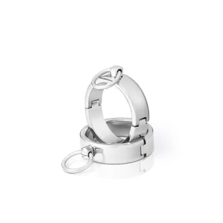 Runde BDSM Handschellen mit O-Ring, Handfesseln aus poliertem Edelstahl 60 mm
