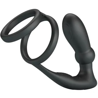 Penisring Emoni mit Prostataplug und 12 Modi Schwarz 15 cm