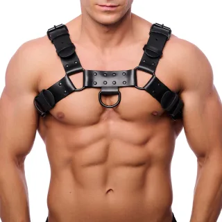Harness Bulldog Leder Schwarz L/XL