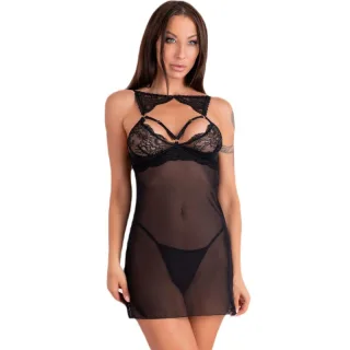 Dessous-Set Krolina mit Chemise und String Schwarz L/XL