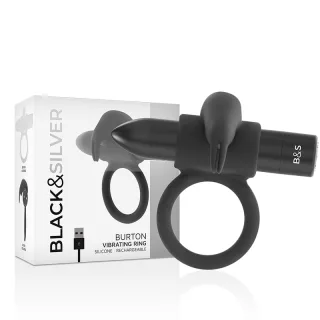 Penisring Black&Silver Burton mit schwarzem Motor und 10 Programmen Schwarz Ø 3,5 cm
