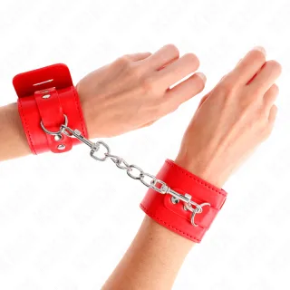 Fetisch-Toy KINK Handfesseln in Rot abschließbar Rot 23 cm