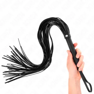 Fetisch-Toy KINK Peitsche als langer Flogger mit weichen Riemen Schwarz 70 cm