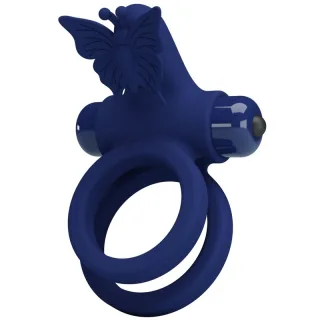 Penisring Jamele Doppelring mit Schmetterling und 10 Modi Blau