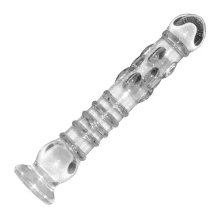 Deluxe Glasdildo Obelisk mit Noppen &amp; Rillen