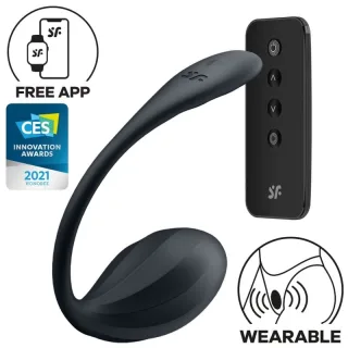 Vibro-Ei Satisfyer Ribbed Petal tragbar mit App Schwarz