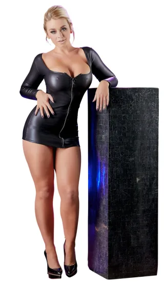 Cottelli - Kleid Glitzerzip - schwarz - XL