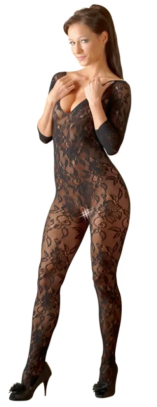 Spitzen-Catsuit Schwarz
