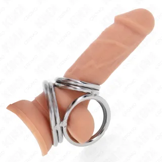 Penisring Dreifach Metall Parallel Silber Ø 3,8 cm