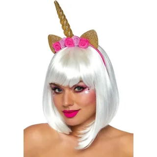Haarreif Einhorn mit Blüten Gold
