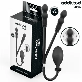Analplug Aufblasbar Doppelset Schwarz 16 x 3,5 cm