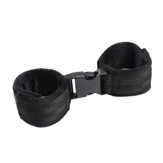 Handschellen Ohmama Fetish aus Nylon mit Steckschnalle Schwarz