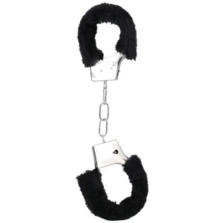 Plüsch-Handschellen Schwarz 32 x Ø 11 cm